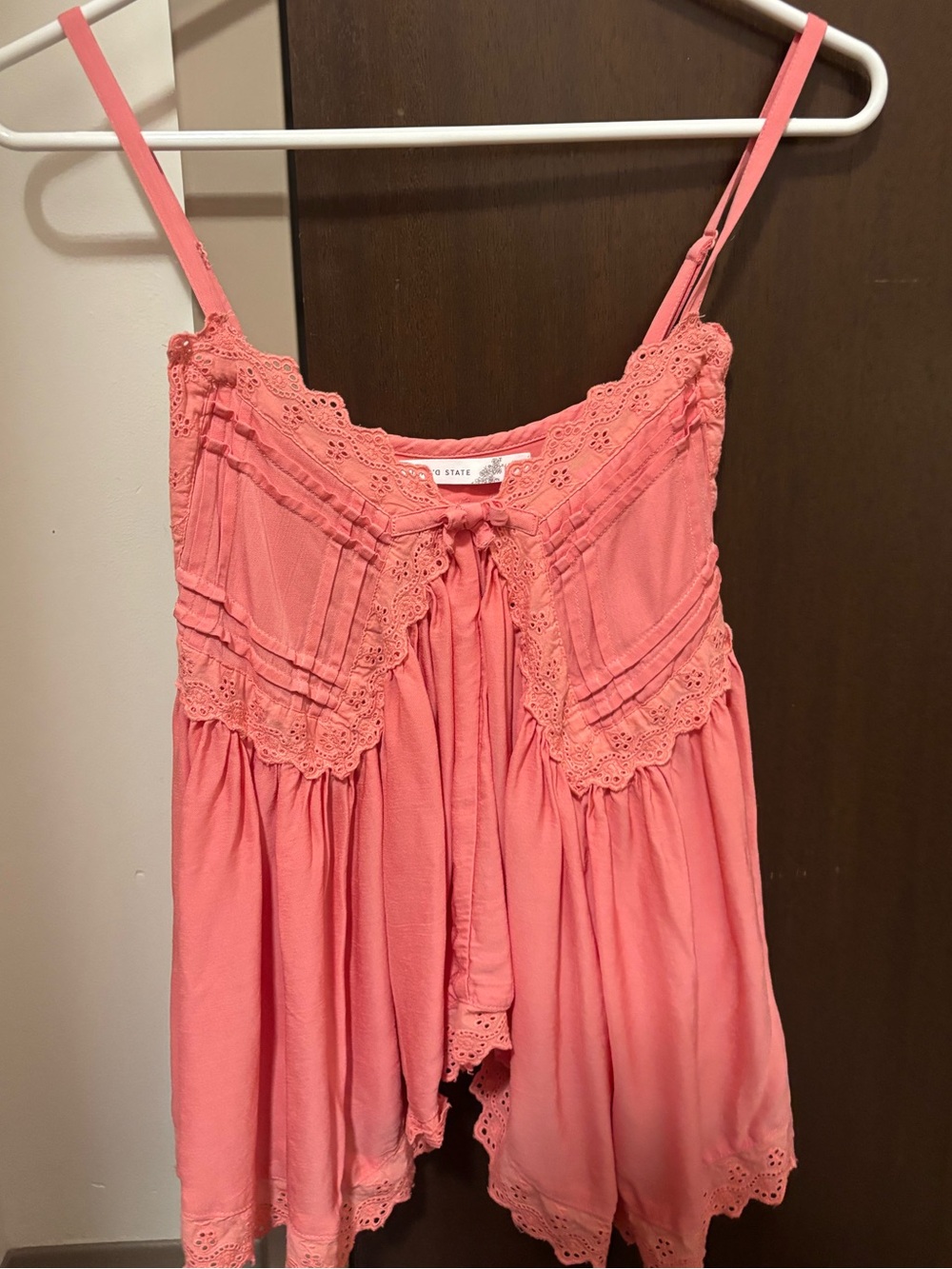 Altar'd State Coral Pink Eyelet Lace Camisole Chemise